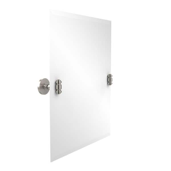 Allied Brass South Beach Collection 21 in. x 29 in. Frameless Oval Single Tilt Mirror with Beveled Edge in Satin Nickel