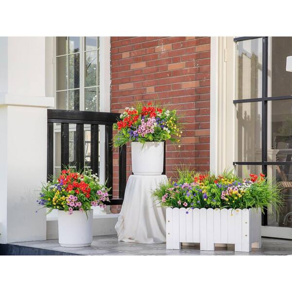 1 in. Outdoor Colorful Greenery Artificial Shrub UV Resistant