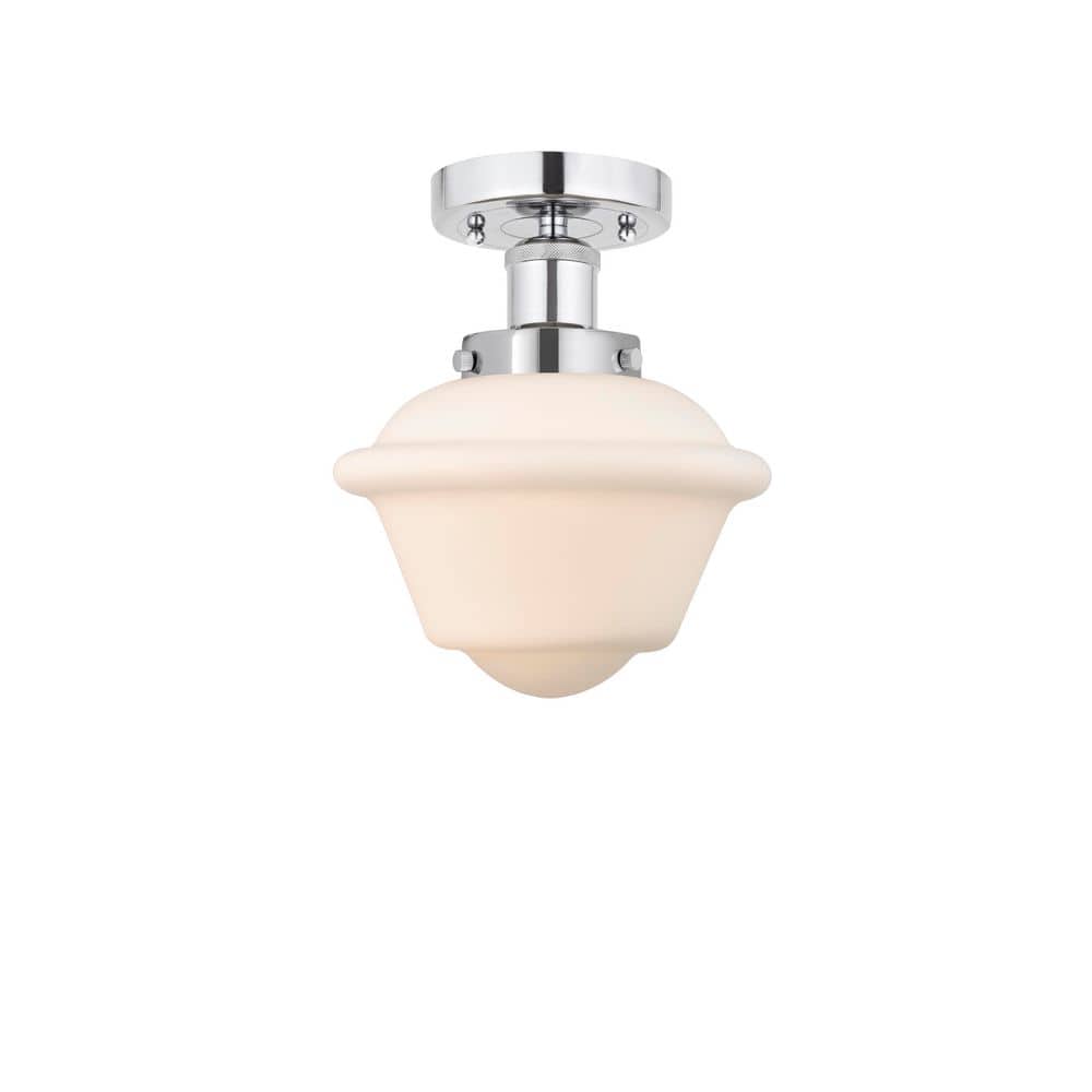 Oxford 6.5 in. 1-Light Polished Chrome Industrial Semi-Flush Mount with Frosted Glass Shade price history on PriceWatchPro