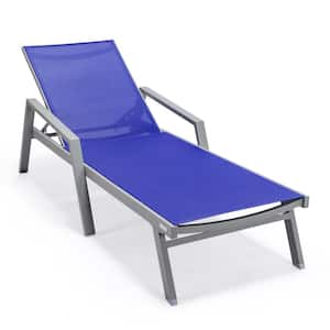 Marlin Grey Aluminum Outdoor Lounge Chair in Navy Blue