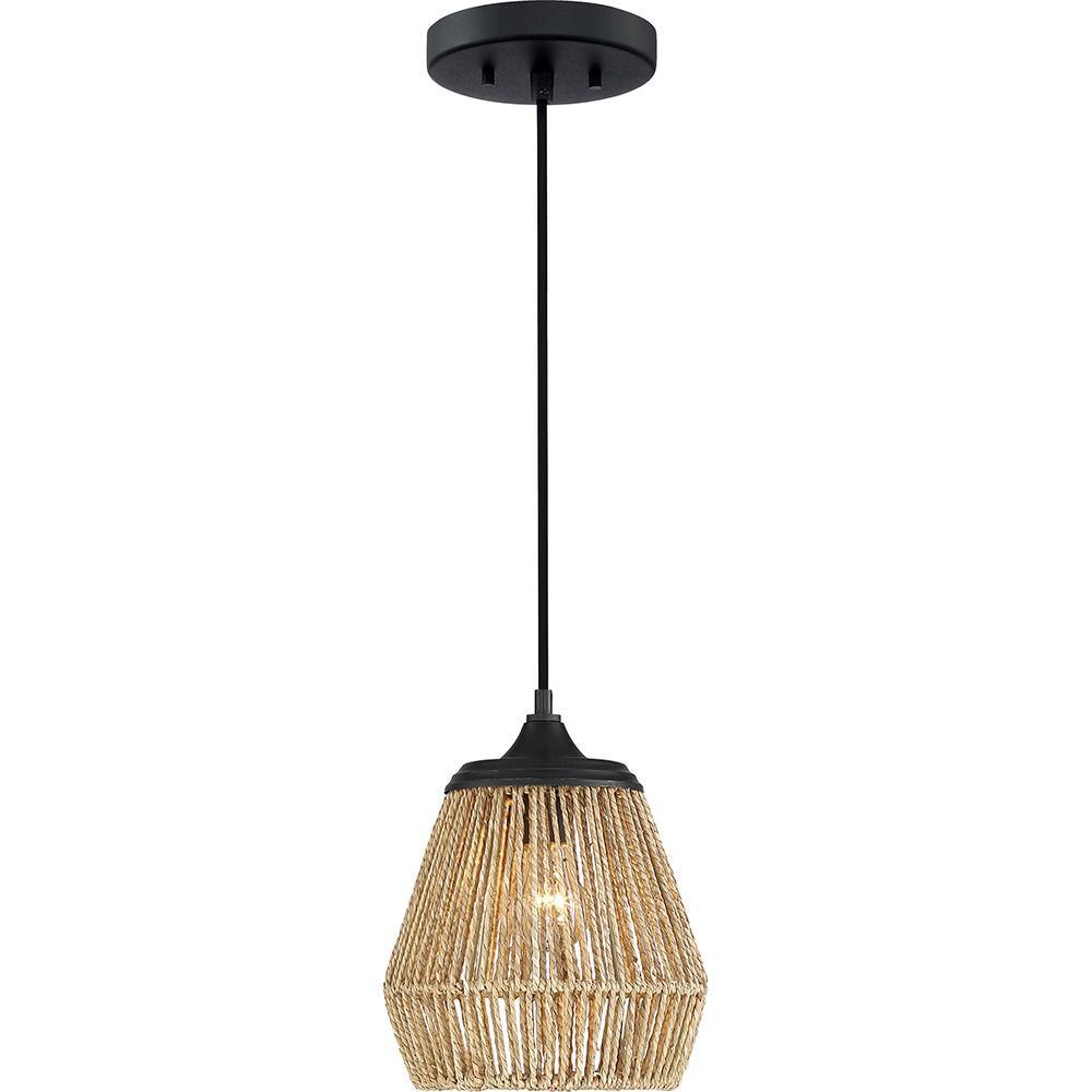 Earth Black Rattan Mini Pendant Light