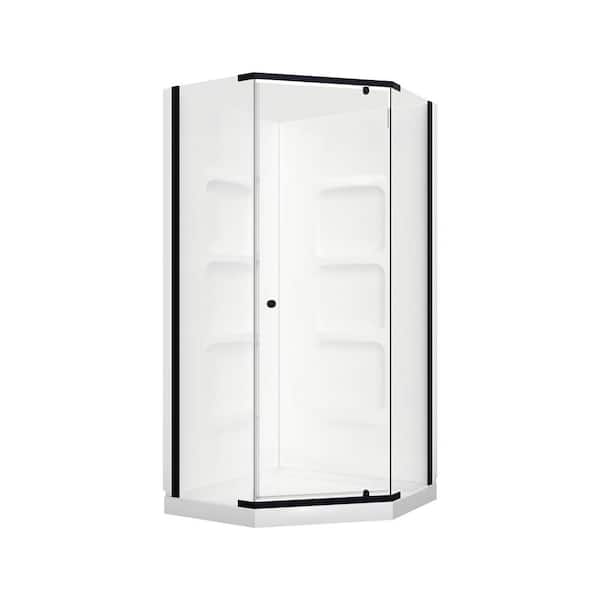 A&E Nevada 38 in. L x 38 in. W x 75 in. H Center Drain Corner Shower Stall Kit in Matte Black