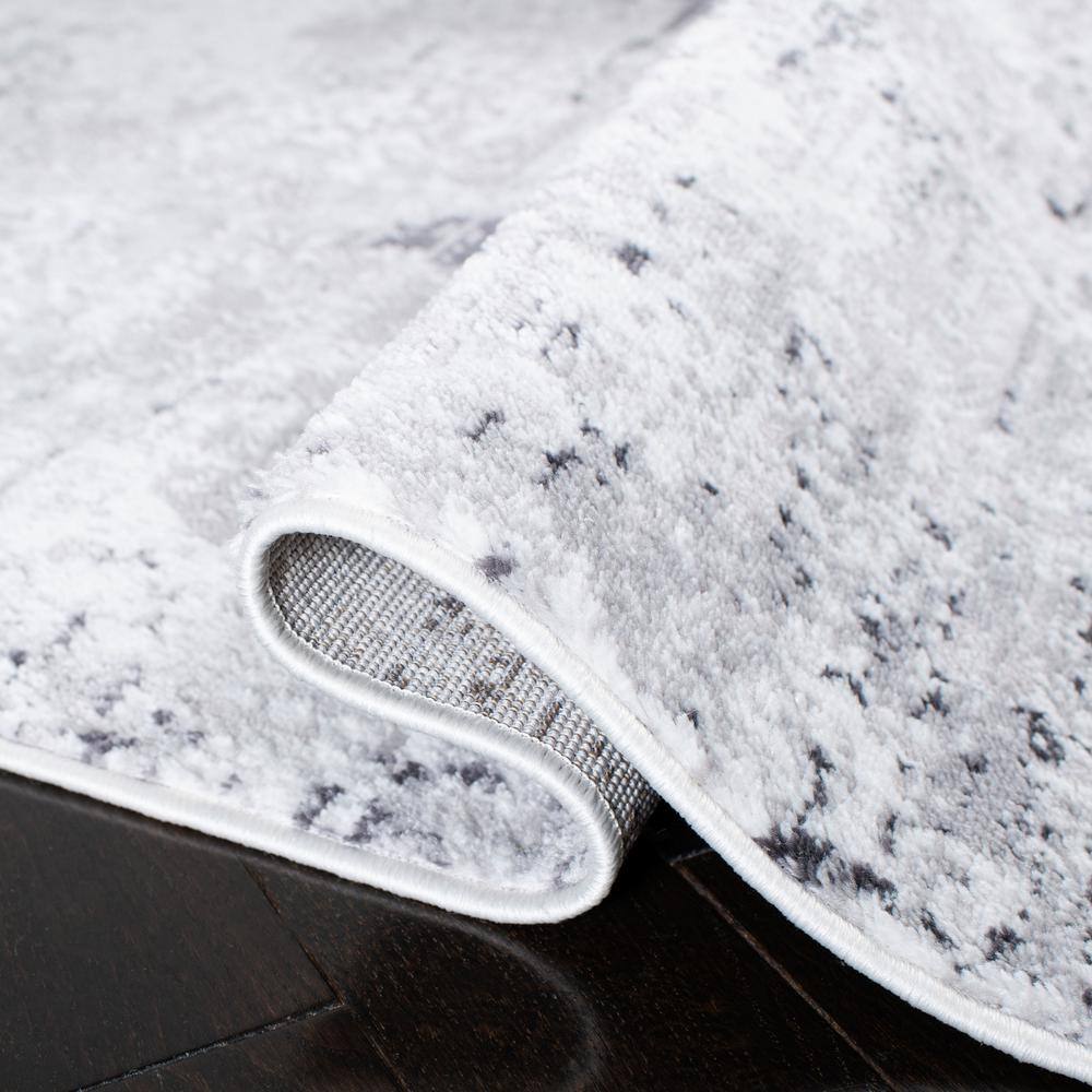 Amelia 5'3" Square Gray Abstract Stain-Resistant Rug