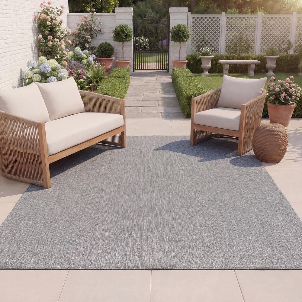 Beach House Gray 8 ft. x 10 ft. Solid Marle Indoor/Outdoor Area Rug price history on PriceWatchPro