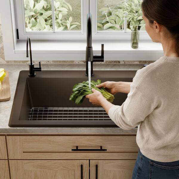 Karran QT-670 Quartz/Granite 33 in. Single Bowl Top Mount Drop-In