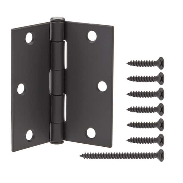 Everbilt 3-1/2 in. Square Radius Matte Black Squeak-Free Door Hinge