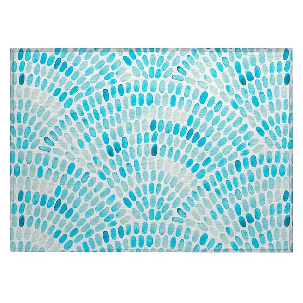 Addison Rugs Surfside 1 ft. 8 in. x 2 ft. 6 in. Blue Geometric Indoor/Outdoor Area Rug