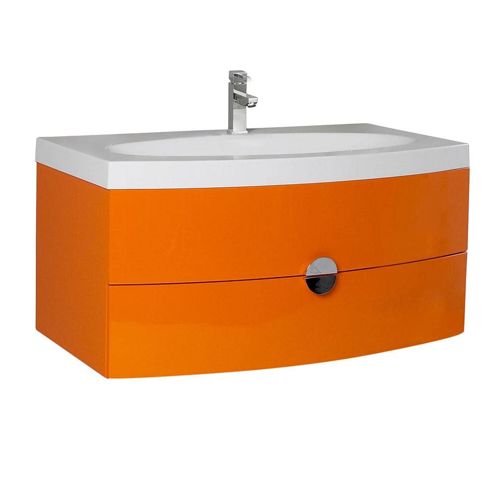 Fresca Energia 36 in. Bath Vanity in Orange with Acrylic Vanity Top in