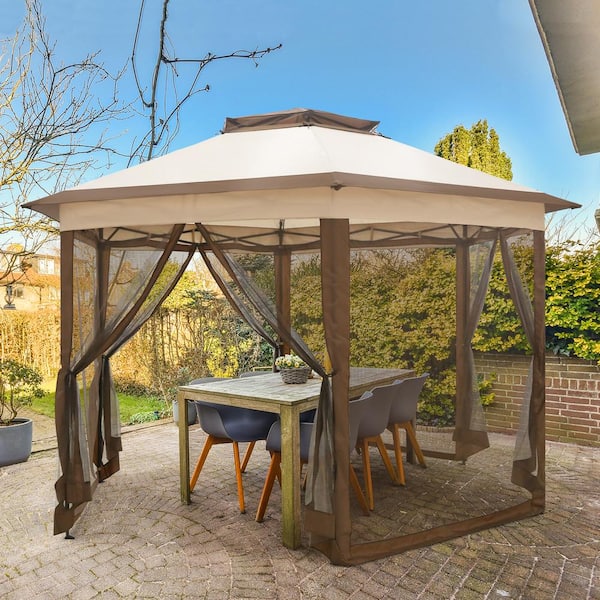 EAGLE PEAK 13 ft. x 13 ft. 6-Sided Pop Up Gazebo with Mosquito Netting
