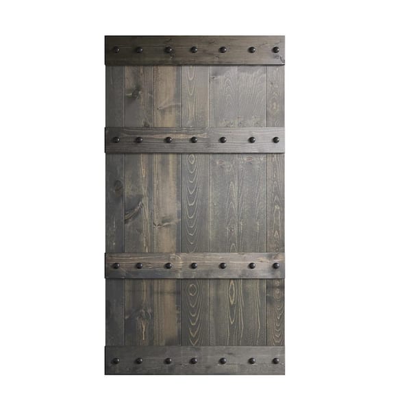 COAST SEQUOIA INC Castle Series 42 in. x 84 in. Carbon Gray DIY Knotty Pine Wood Sliding Barn Door Slab