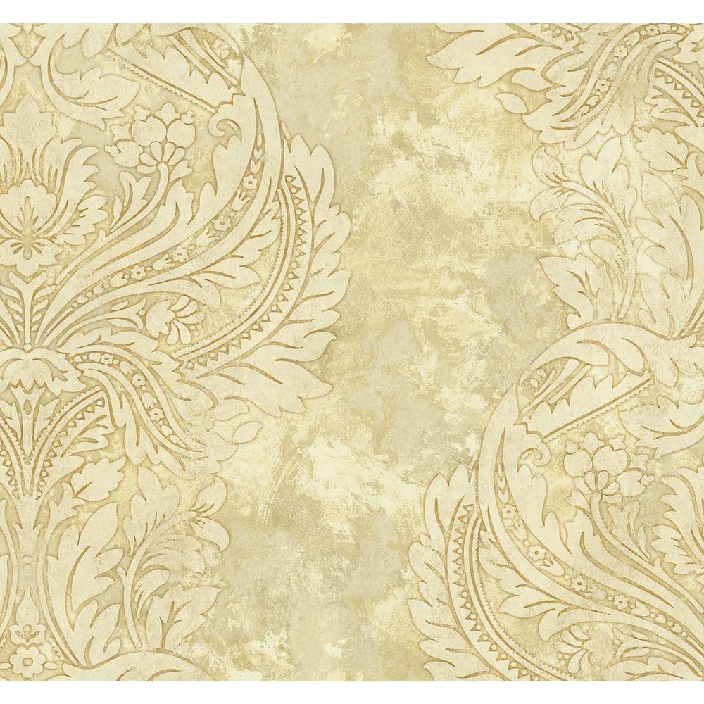 Seabrook Designs Newton Damask Metallic Gold and Off-White Paper ...