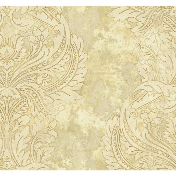 Seabrook Designs Newton Damask Metallic Gold and Off-White Paper Strippable Roll (Covers 60.75 sq. ft.)