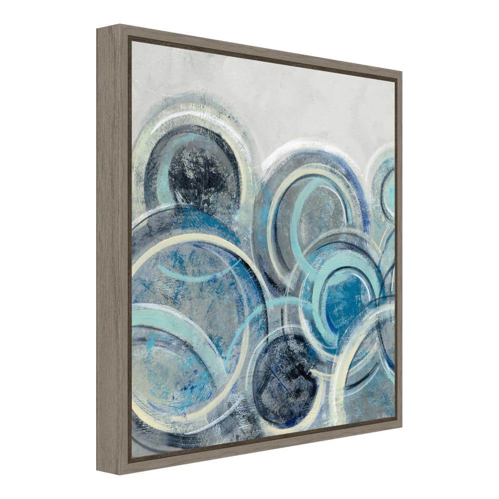 Blue and Gray Abstract Circles Canvas Wall Art