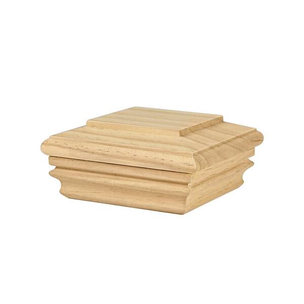Waddell Flat Post Cap - Fits 4 in. x 4 in. Nominal Posts - Sanded Unfinished Pine - DIY Porch, Deck, Fence Decor