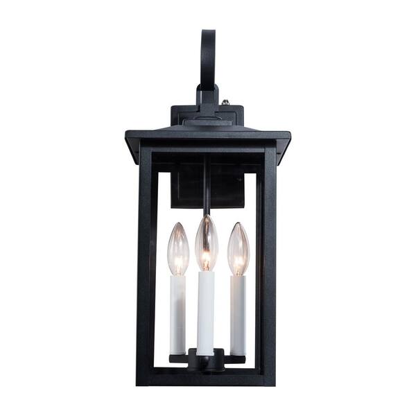 Maxax Hawaii 19.88 in. H 3-Bulb Black/White Hardwired Outdoor Wall Lantern Sconce with Dusk to Dawn (6-Pack)