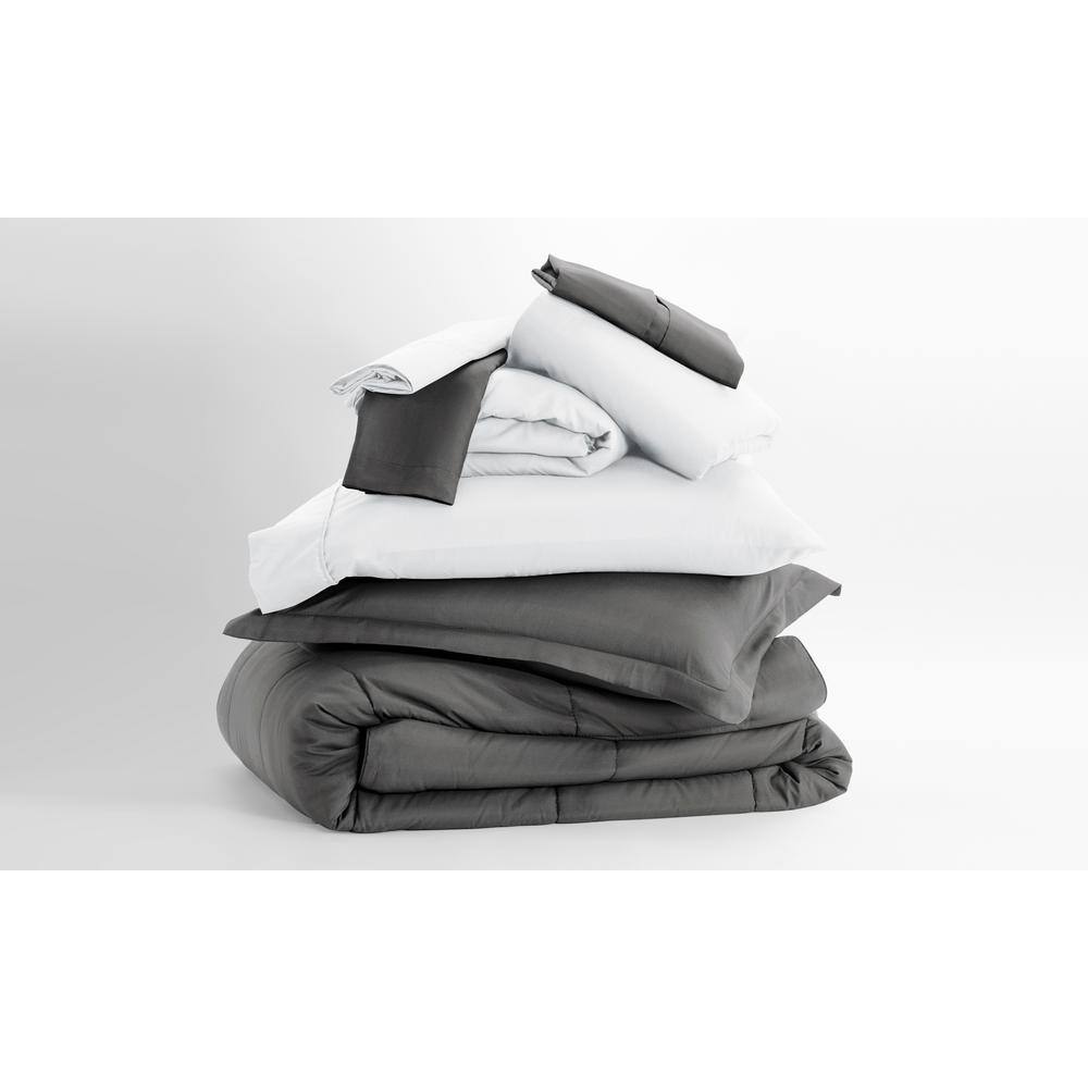 Gray Twin Microfiber Down Alternative Bed in a Bag Set
