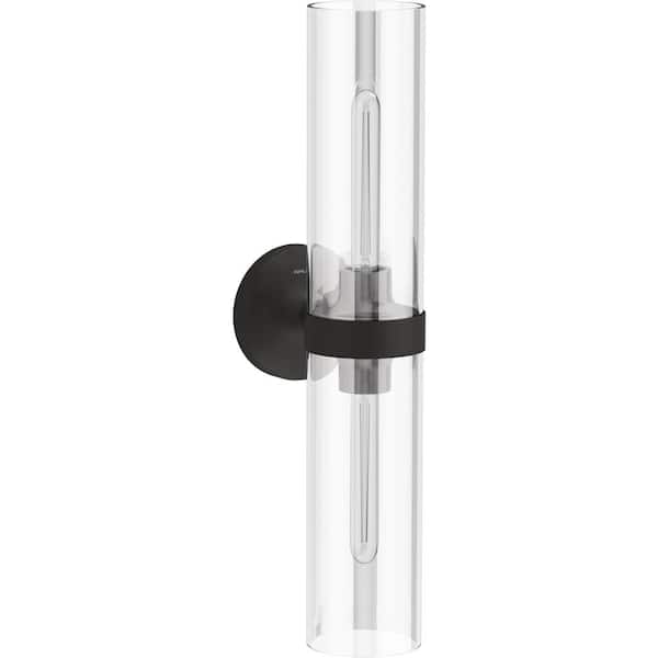 Purist 2 Light Matte Black Indoor Bathroom Vanity Light Fixture, UL Listed