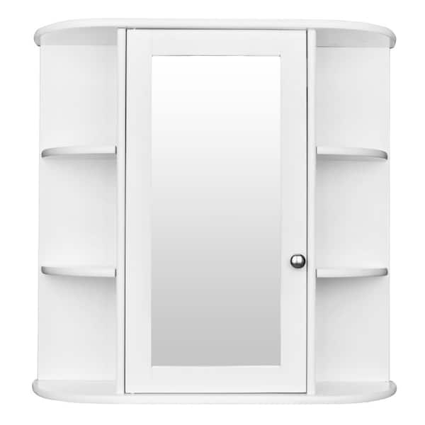 EPOWP 23.6 in. W x 22.8 in. H Large Framed White Surface Mount Bathroom Medicine Cabinet with Mirror