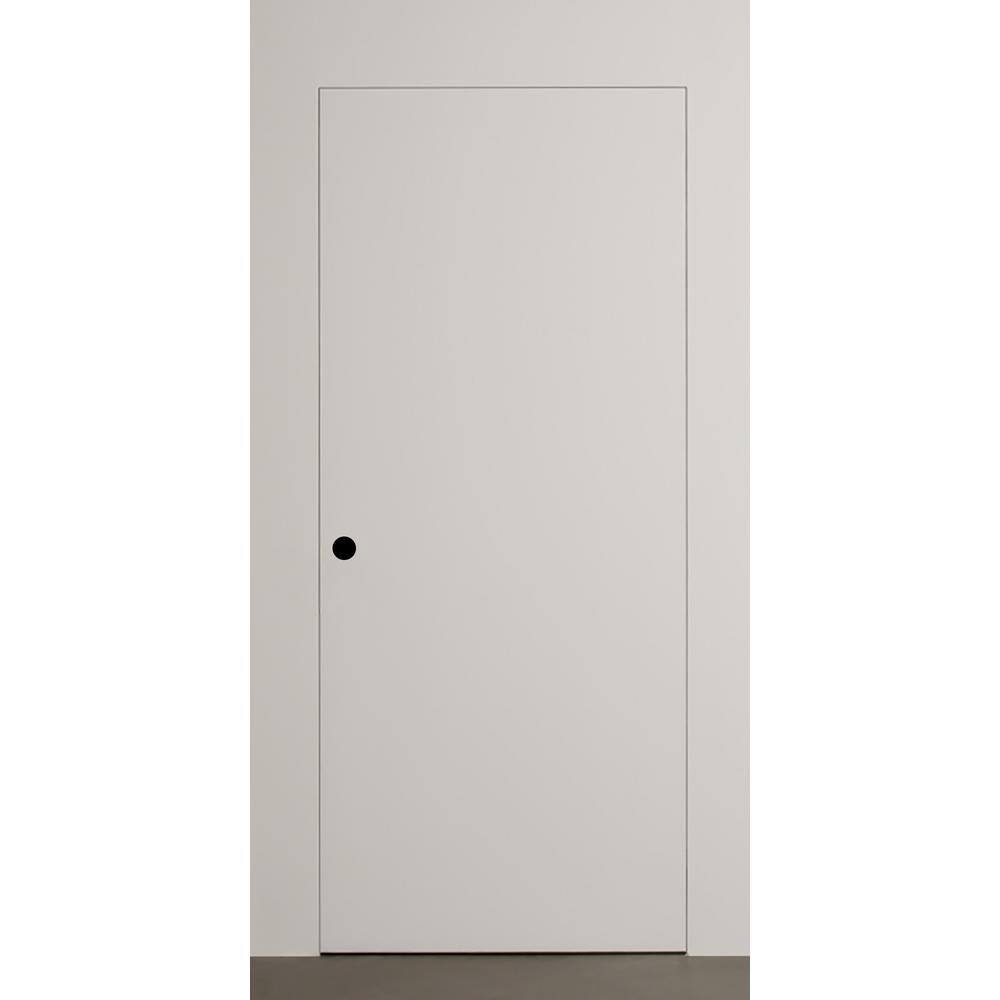 Primed White Pine Solid Core Frameless Interior Door with Satin Nickel Hinges
