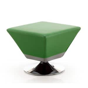 Diamond Green and Polished Chrome Swivel Accent Ottoman
