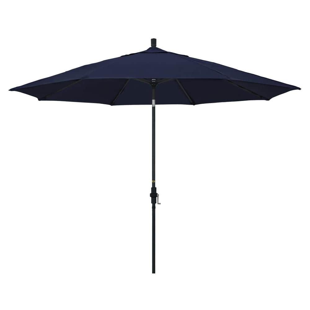 11 ft. Black Aluminum Market Patio Umbrella with Aluminum Ribs Collar Tilt Crank Lift in Navy Blue Pacifica price history on PriceWatchPro