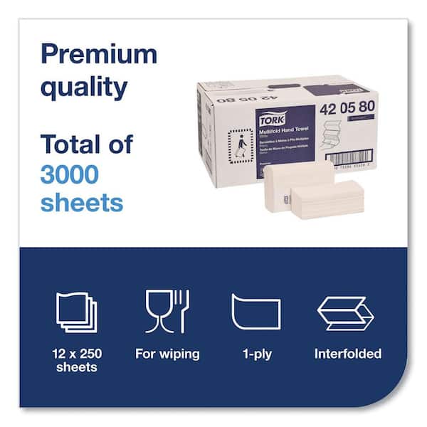 TORK 9 in. x 9.5 in. White Premium Multi-Fold 1-Ply Folded Paper