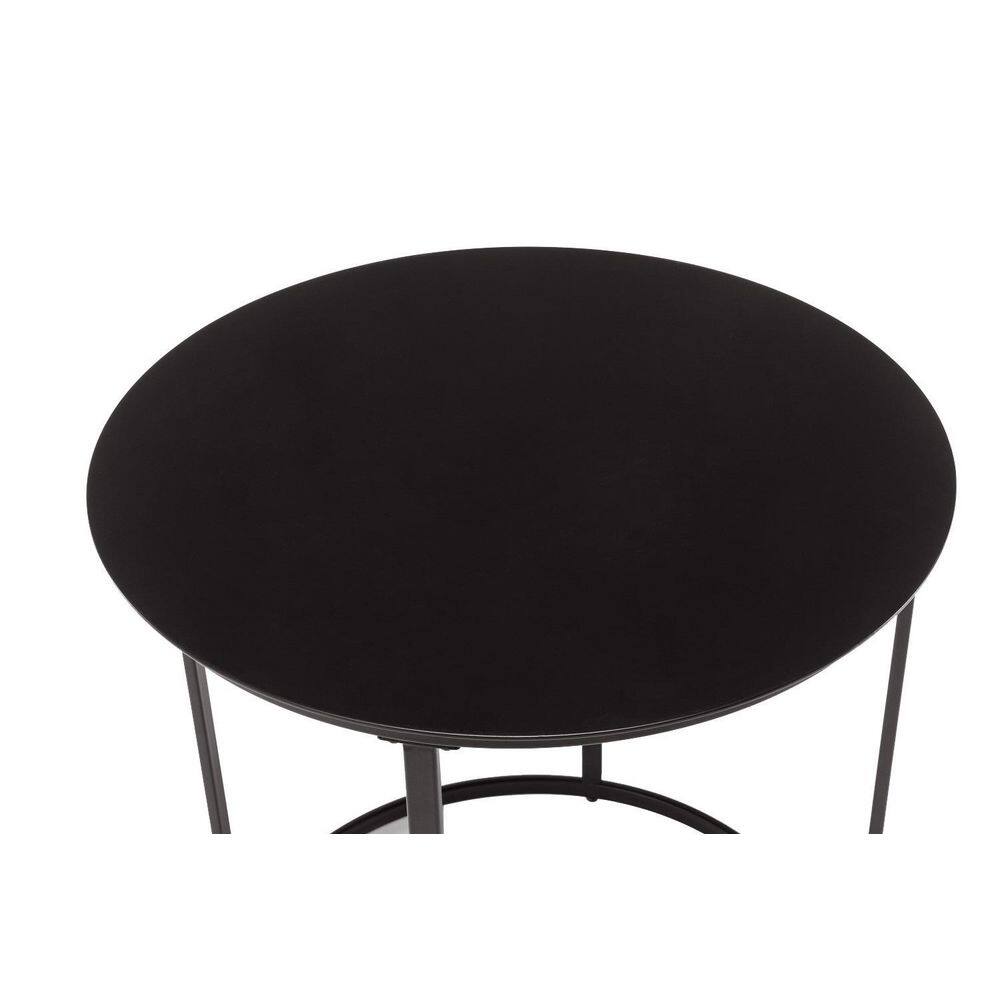 Landon 24" Round Dark Brown Iron & Wood Modern End Table