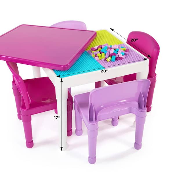Flash Furniture Kids Colorful 5-Piece Folding Table and Chair Set, Assorted Colors