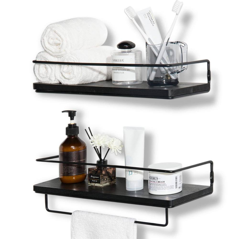15.8 in. W x 5.7 in. D Floating Shelves Bathroom with Removable Towel Rack 