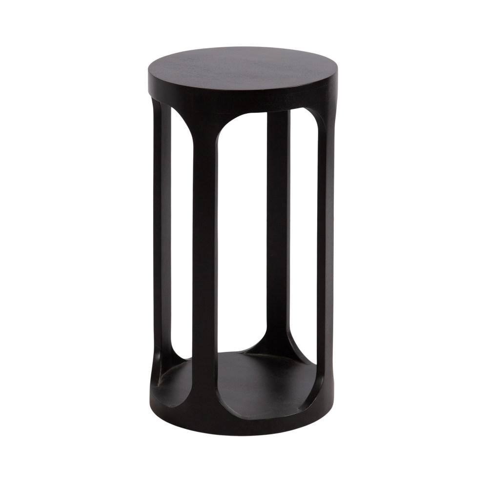Dahl 12 in. Black Round Solid Wood End Table
