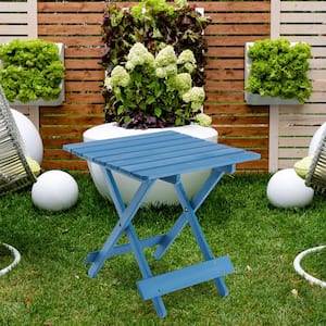 19 in. Folding Square Table Patio Outdoor Solid Wood Table, Picnic