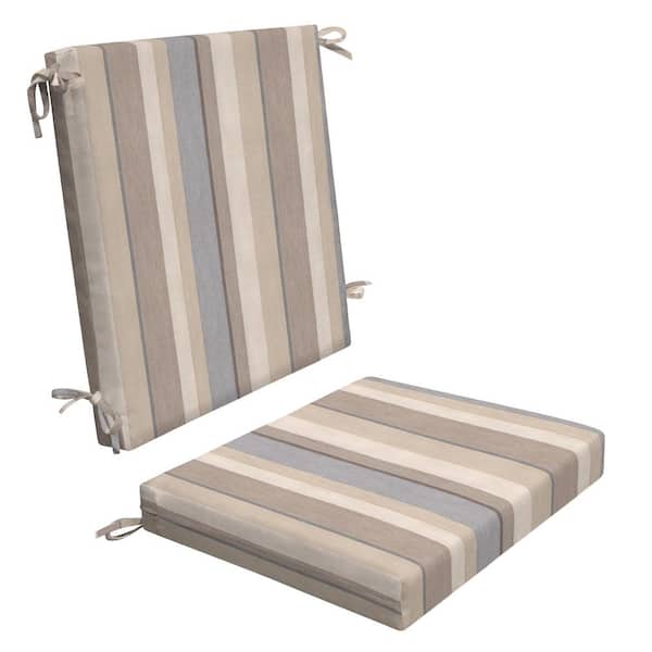 Honeycomb Outdoor Midback Dining Chair Cushion Stripe Taupe