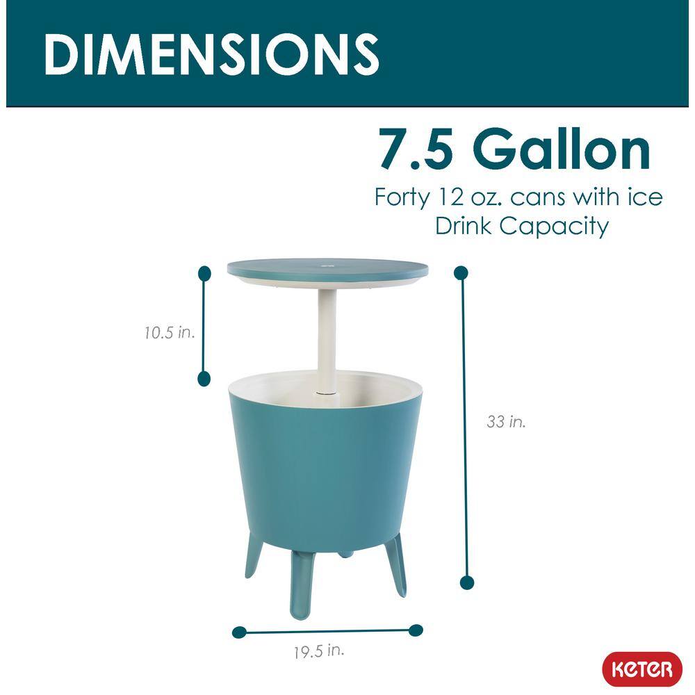 Teal 7.5 Gallon Cool Bar and Side Table