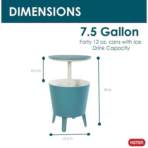 Cool Bar Teal Resin Outdoor Accent Table and Cooler in One