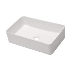 21 in. x 14 in. Ceramic Rectangular Vessel Bathroom Sink in White