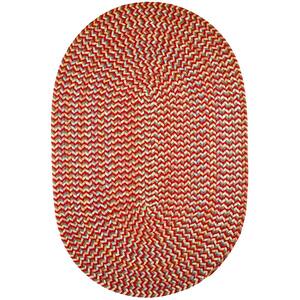 Revere Brilliant Red 3 ft. x 5 ft. Oval Indoor/Outdoor Braided Area Rug