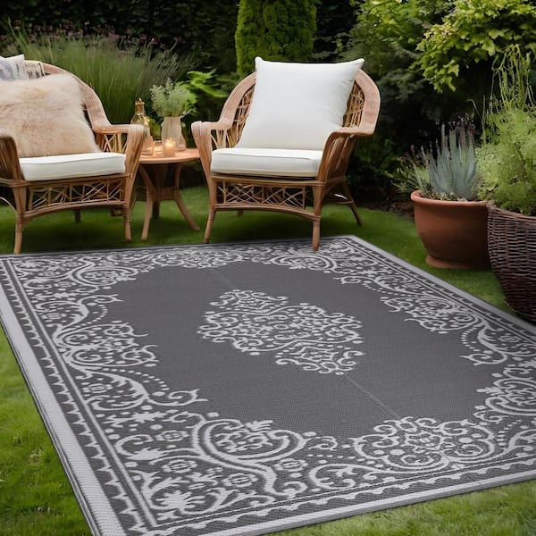 Area Rug for Outdoor Reversible 6x9 feet hot - Grey