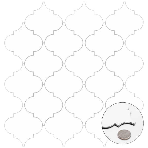 Arabesque 11.8 in. x 11.8 in. White Peel and Stick Backsplash Stone Composite Wall Tile (10 Tiles, 9.67 sq. ft.)
