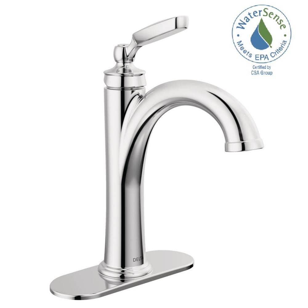 Chrome Single Handle Modern Bathroom Faucet with Drain Assembly