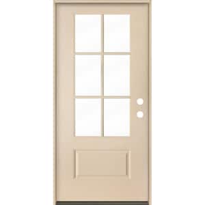 UINTAH Modern Farmhouse 36 in. x 80 in. 6-Lite Left-Hand/Inswing Clear Glass Unfinished Fiberglass Prehung Front Door