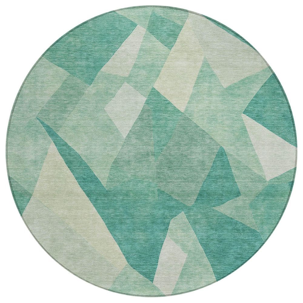 Chantille Machine Washable Indoor/Outdoor Abstract ACN2374 Teal 8 ft. x 8 ft. Round Rug price history on PriceWatchPro