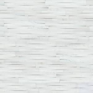 Cosmic White 3D Ledger Panel 6 in. x 24 in. Honed Marble Wall Tile (4 sq. ft. /case)