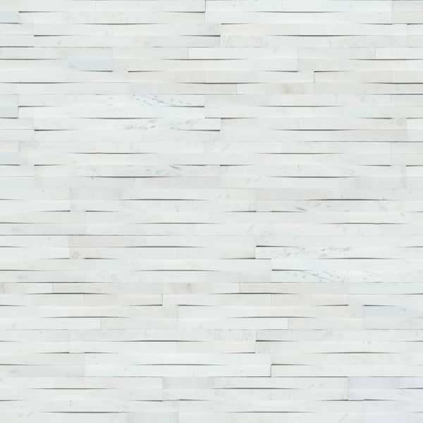 Cosmic White 3D Ledger Panel 6 in. x 24 in. Honed Marble Wall Tile (192 sq. ft./pallet)