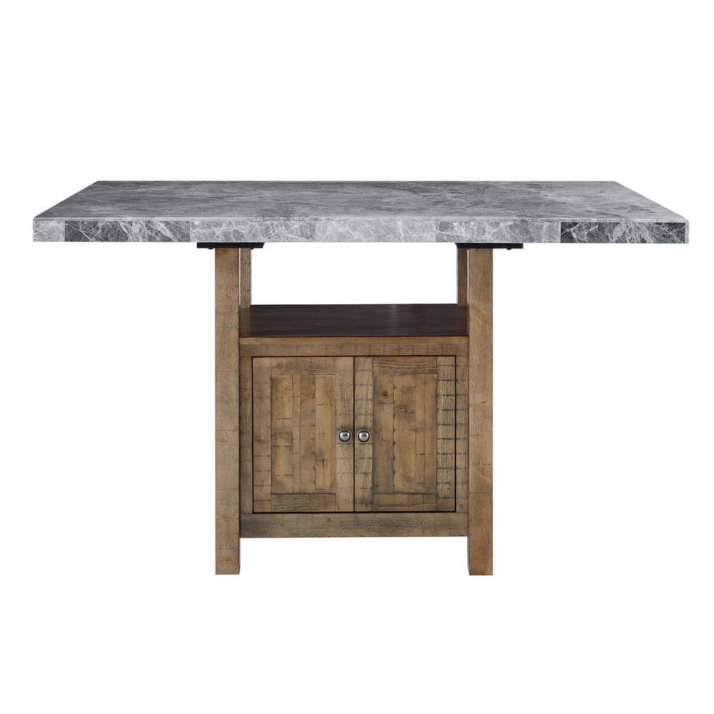 Grayson Gray Marble and Driftwood 7-Piece Counter Dining Set