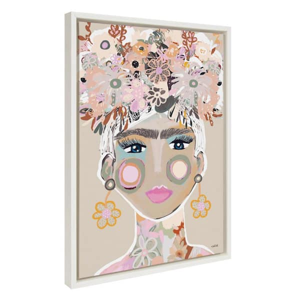 Kate and Laurel Sylvie Frida Frollae Framed Canvas by Inkheart Designs Set of 1 People Art Print 18.00 in. x 24.00 in.
