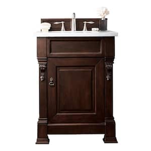 Brookfield 26 in. W x 23.5 in. D x 34.3 in. H Single Bath Vanity in Burnished Mahogany with Carrara White Top