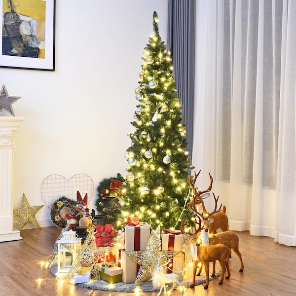 Costway 6.5 ft. Pre-Lit Hinged Artificial Christmas Tree