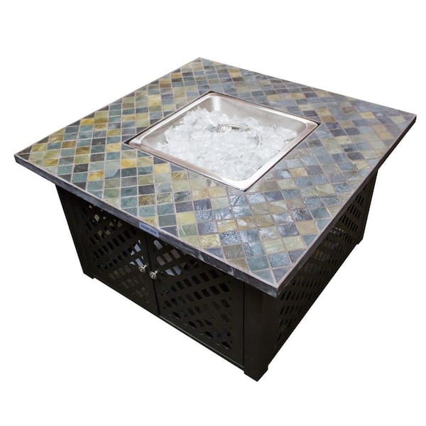 AZ Patio Heaters 40 in. Square Slate Steel Fire Pit in Mocha