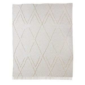 Dazzling Ivory Solid Diamond King Cotton Coverlet
