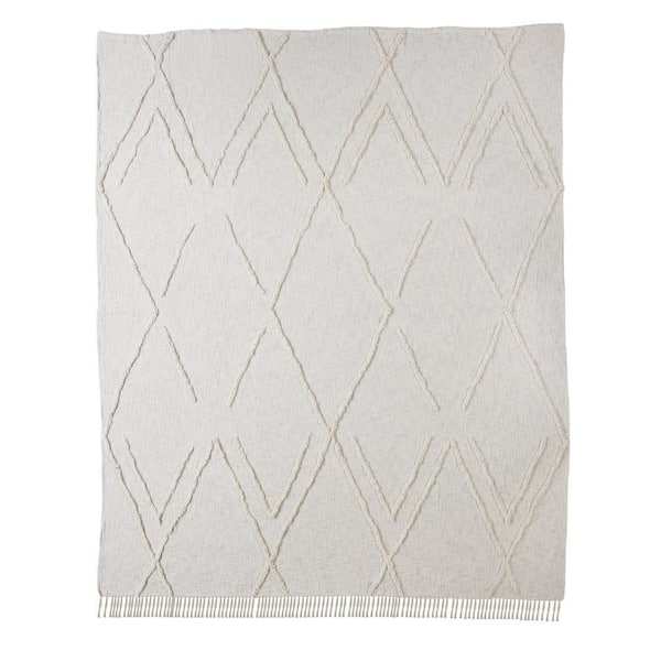 Unbranded Dazzling Ivory Solid Diamond King Cotton Coverlet